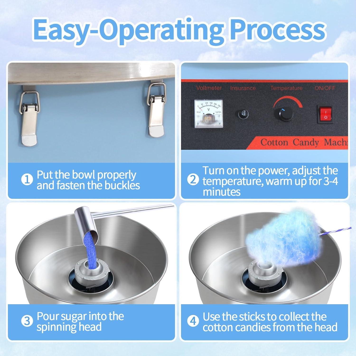 Máquina de Algodón de Azúcar OLIPIC JYTEYTQ-27 1050W Acero Inoxidable
