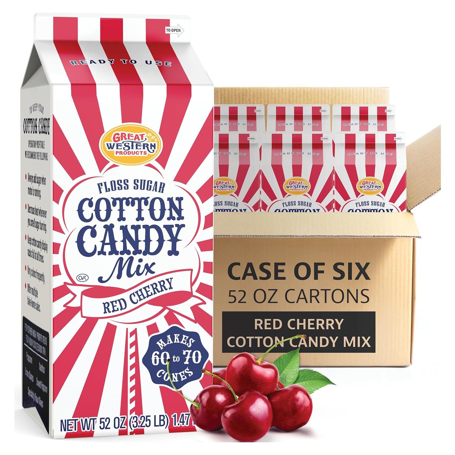 Azúcar de Algodón de Dulce de Cereza Roja Premium América - 6 Paquetes de 312 Onzas