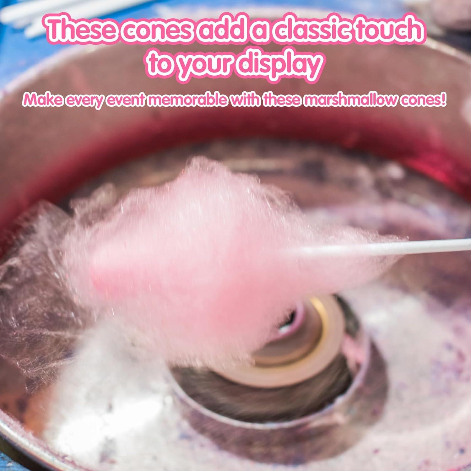 50 Conos de Algodón de Azúcar XLIUAX 35 cm Papel Apto Alimentos