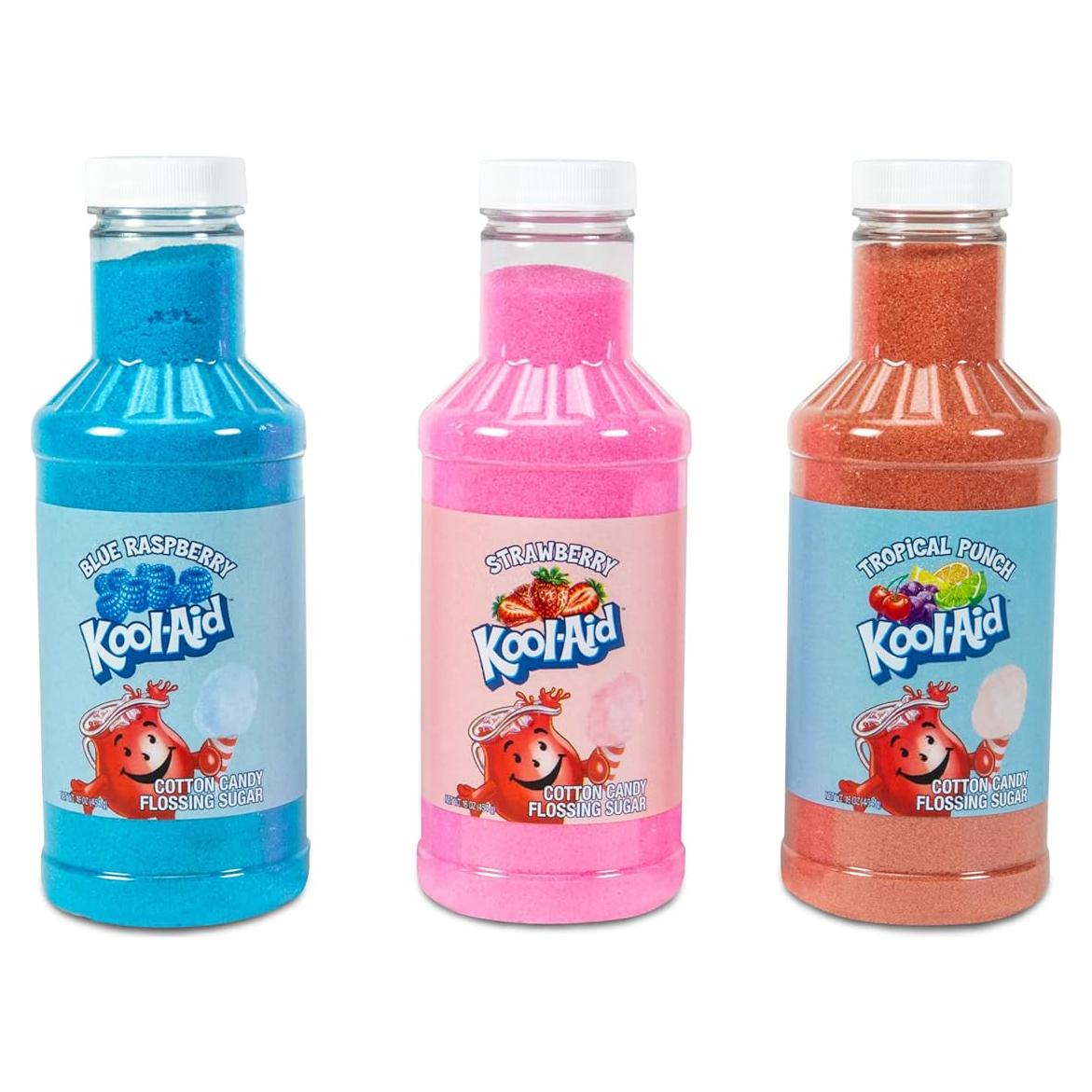Kit de Azúcar para Algodón de Azúcar Kool-Aid - 3 Sabores - 3 Botellas de 480 g
