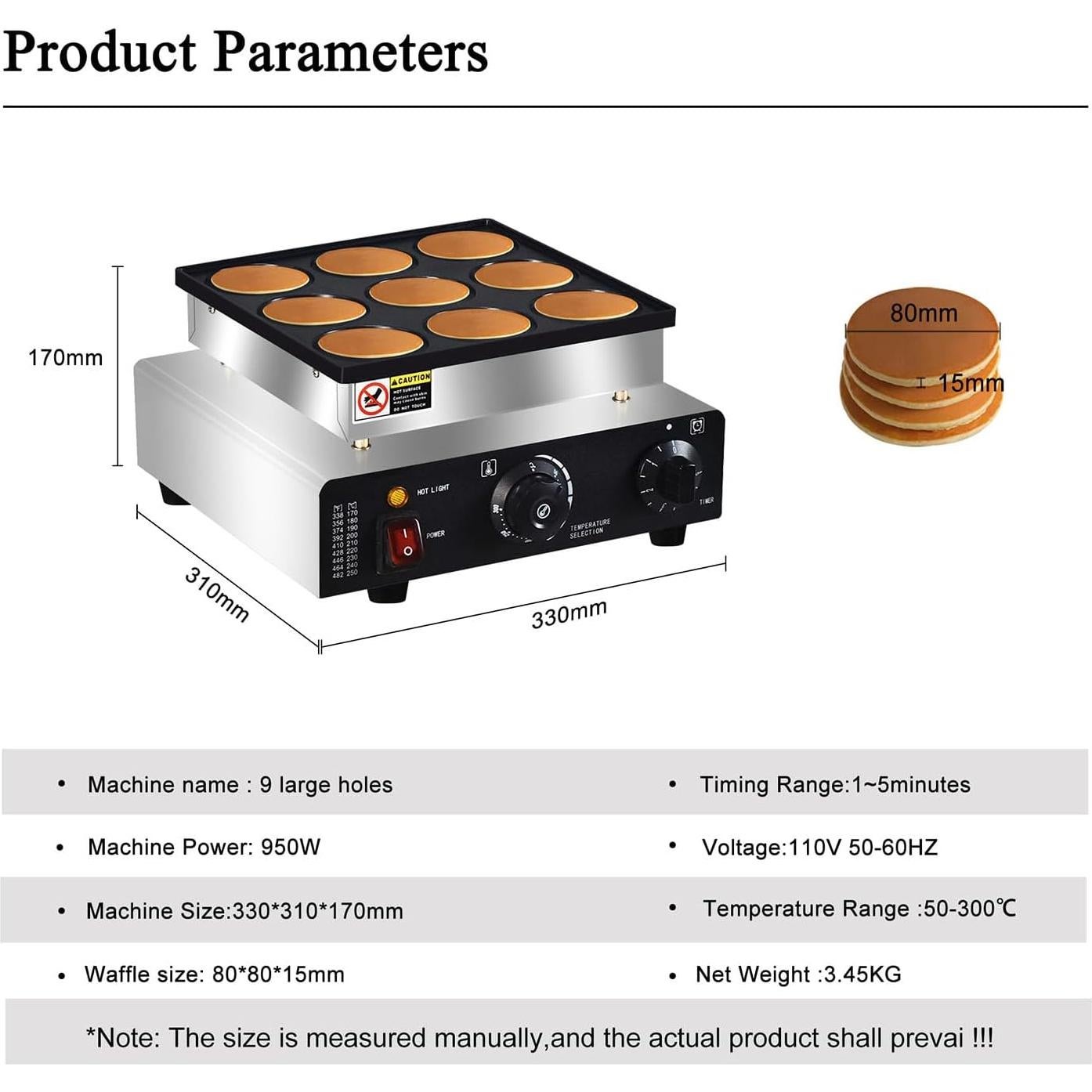 Mini Máquina de Pancakes AEYDJXMER 9 Huecos 76mm Eléctrica