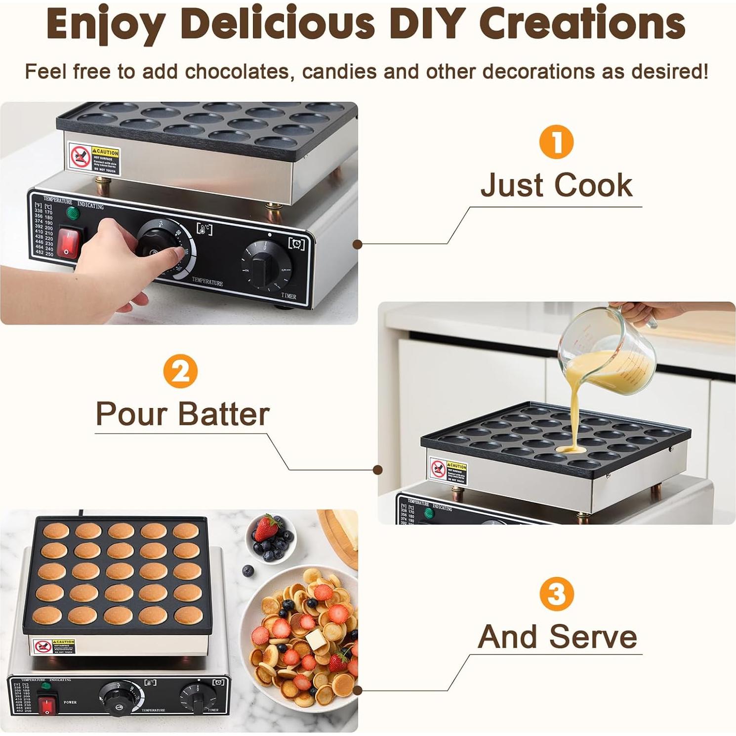 Fabricante de Pancakes Mini YODHOSA 25PCS Acero Inoxidable