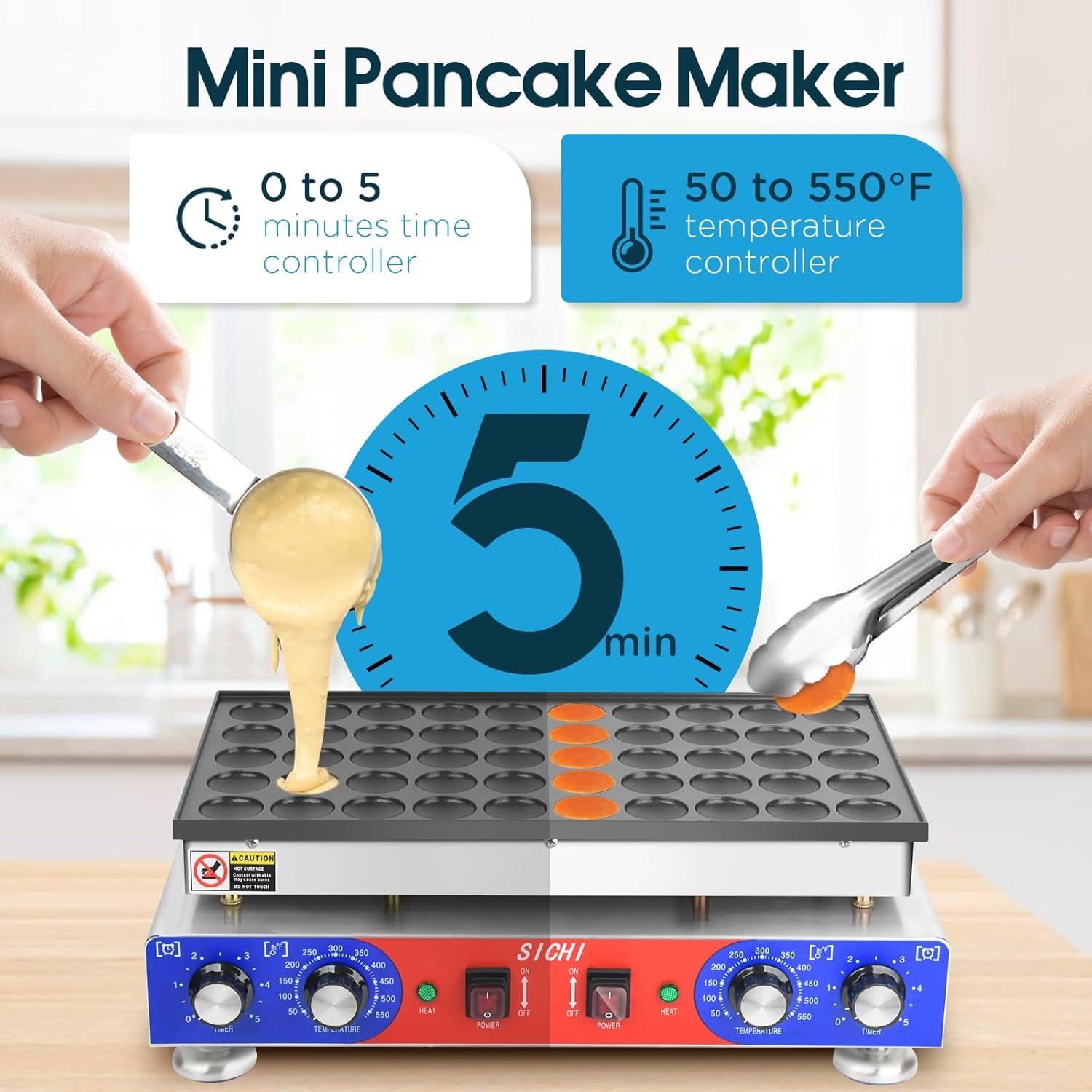 Mini Máquina de Pancakes SICHI 50 Pcs Antiadherente 110V