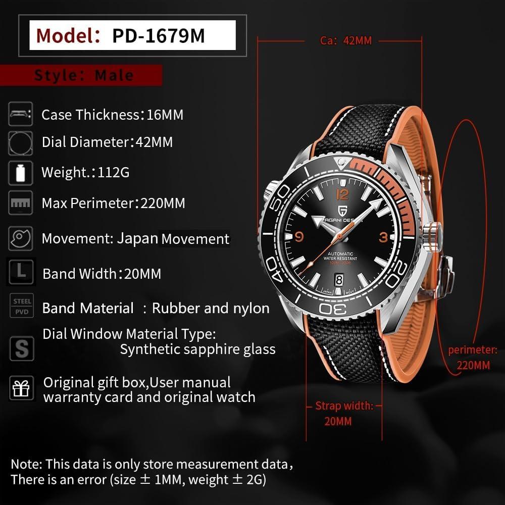 Reloj Automático de Buceo Pagani Design PD-1679 para Hombres