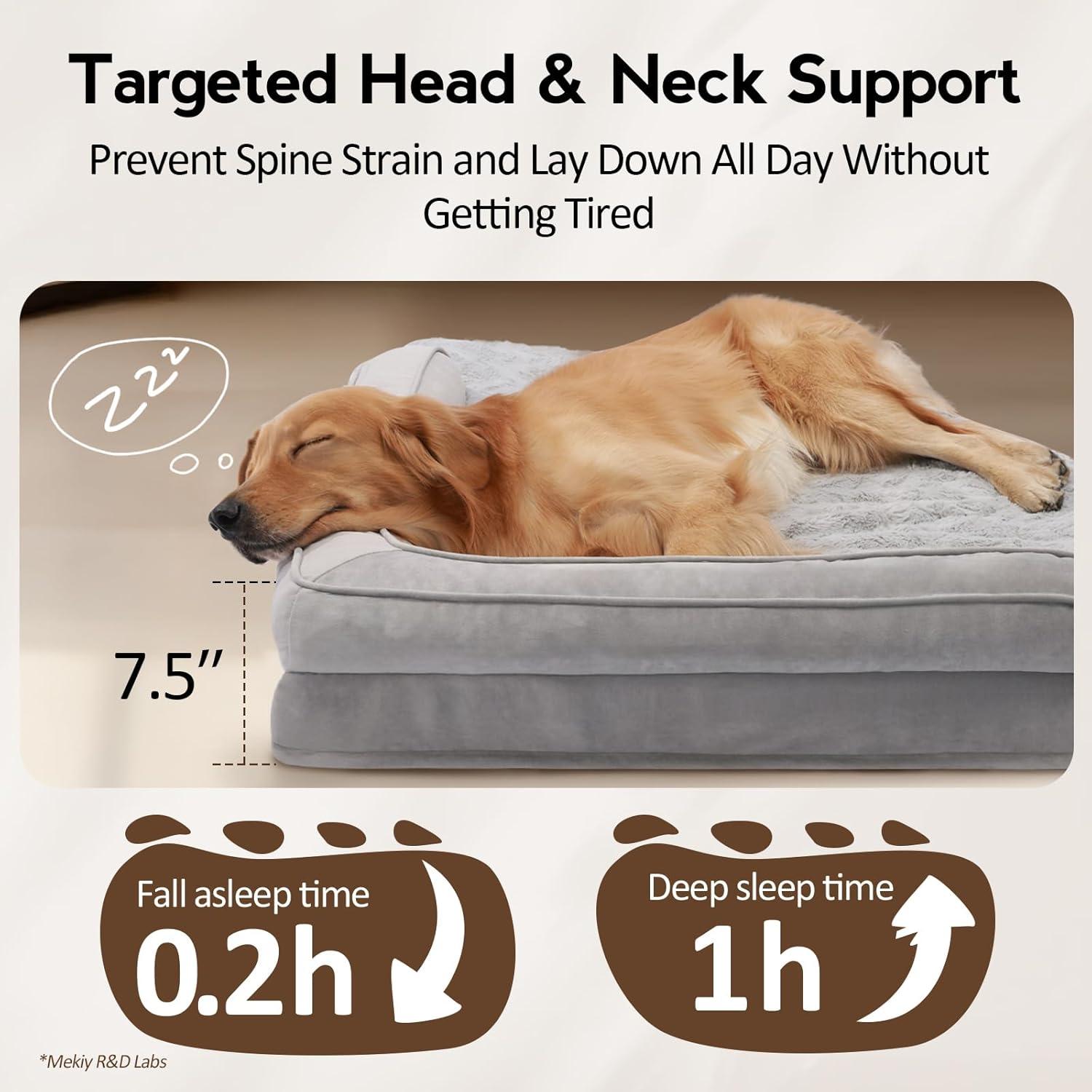 Cama Ortopédica para Perro Grande MEKIY - Espuma Memoria Gris