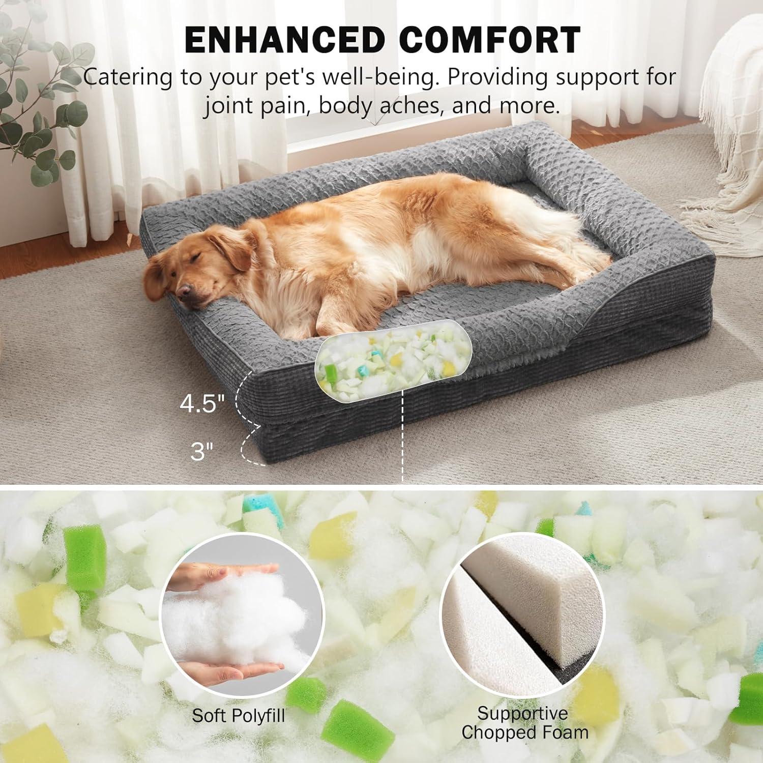 Cama para Perros Grande INVENHO - Espuma de Memoria 35x25x7