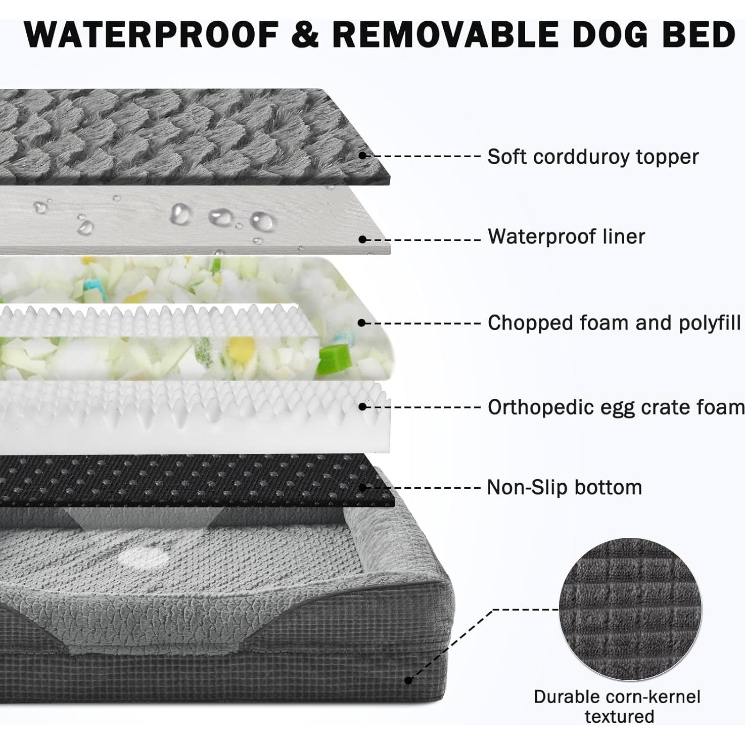 Cama para Perros Grande INVENHO - Espuma de Memoria 35x25x7