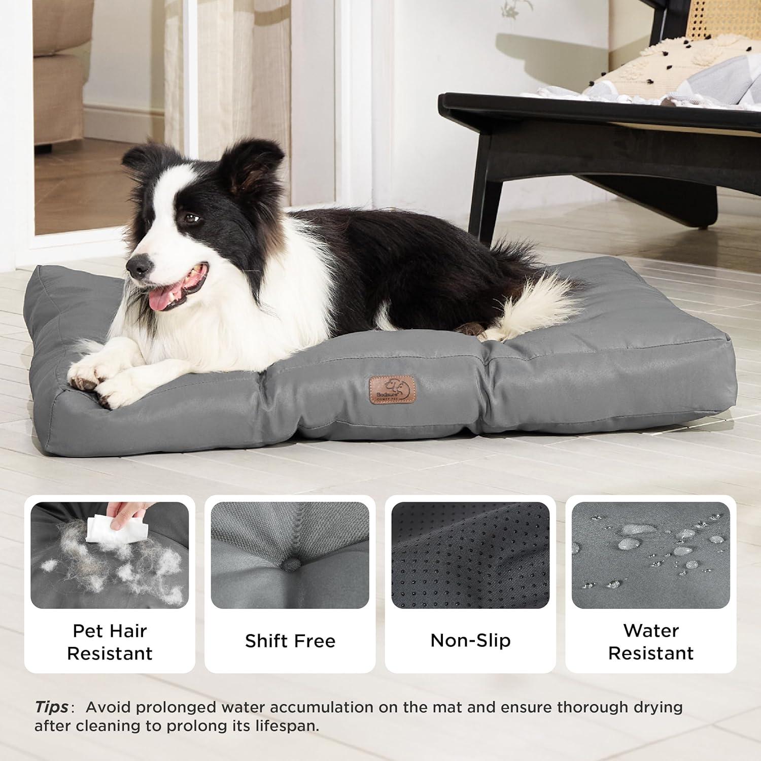 Cama para Perros Bedsure Grande 91x69 cm Impermeable Gris