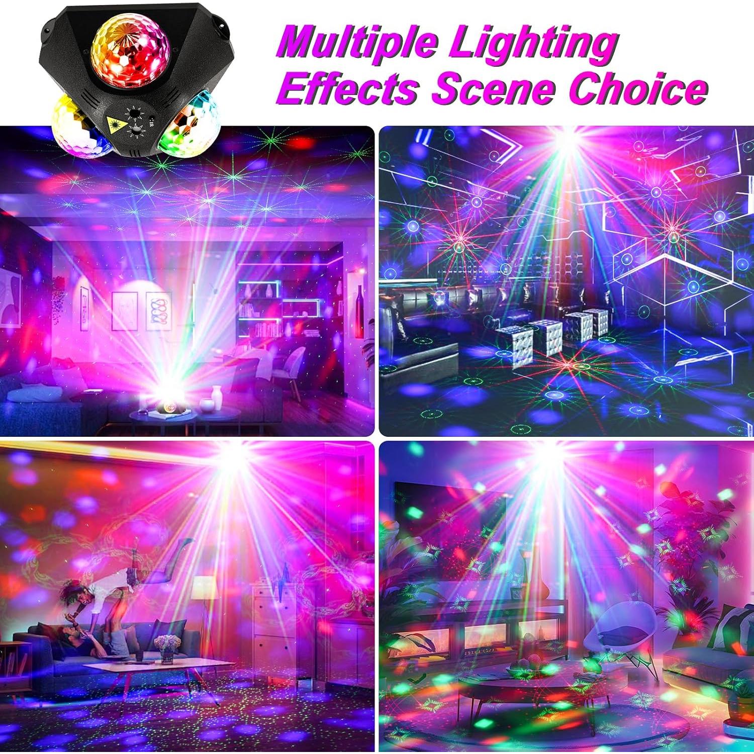 Luces de Fiesta Disco LED RGB 4 en 1 con Control Remoto
