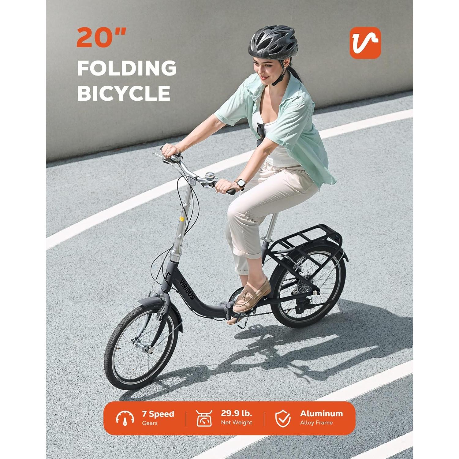 Bicicleta Plegable Viribus 20" 7 Velocidades Aluminio Gris