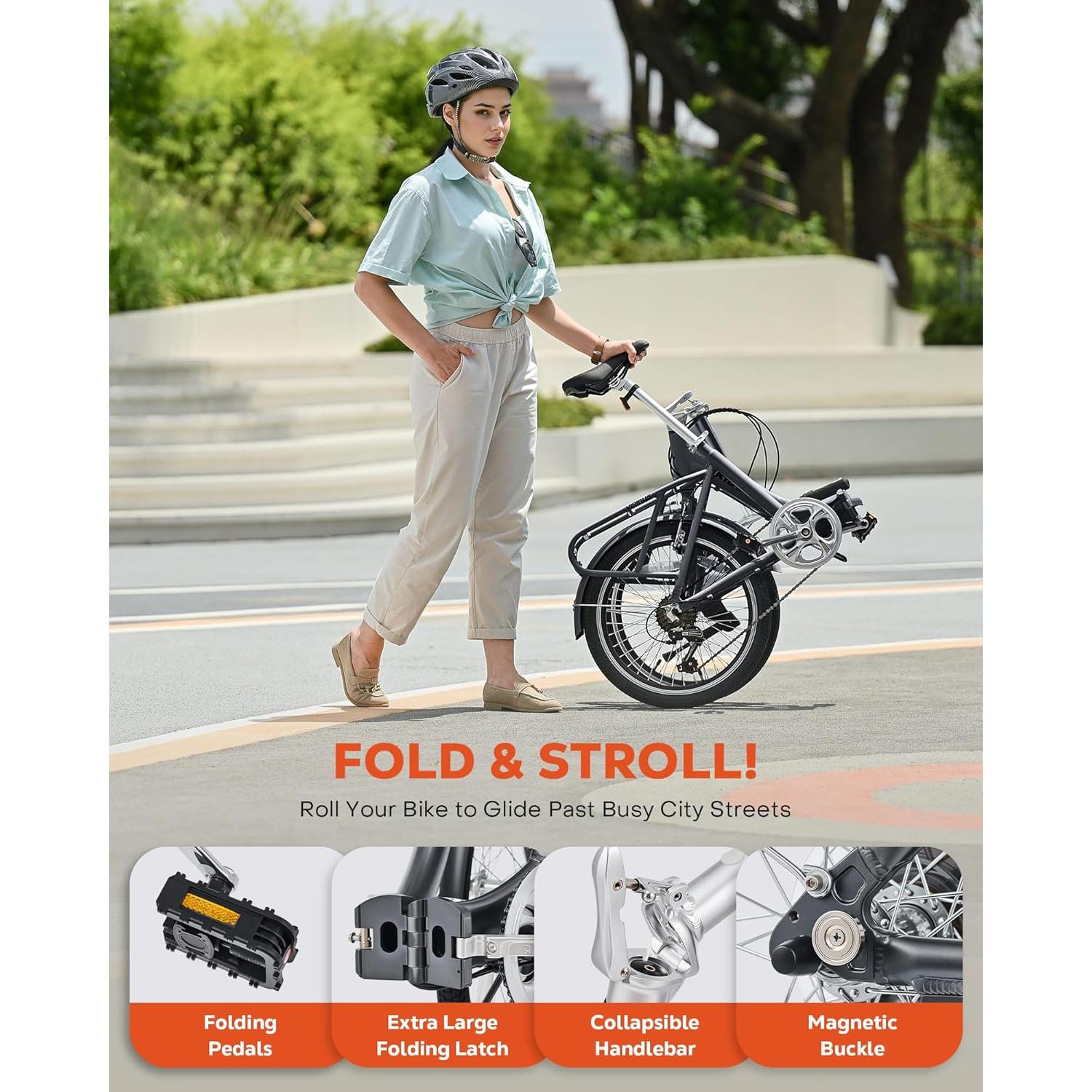 Bicicleta Plegable Viribus 20" 7 Velocidades Aluminio Gris