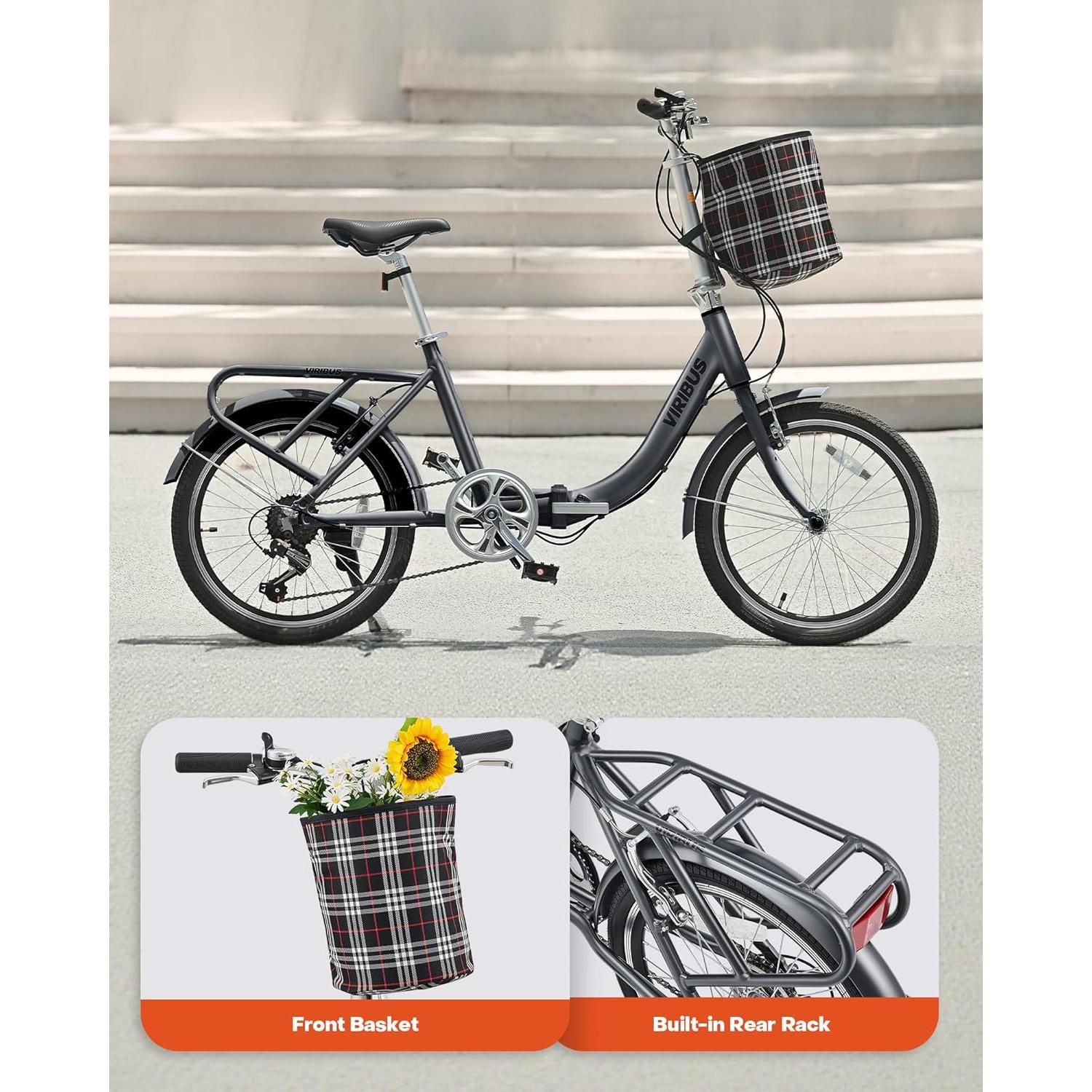 Bicicleta Plegable Viribus 20" 7 Velocidades Aluminio Gris