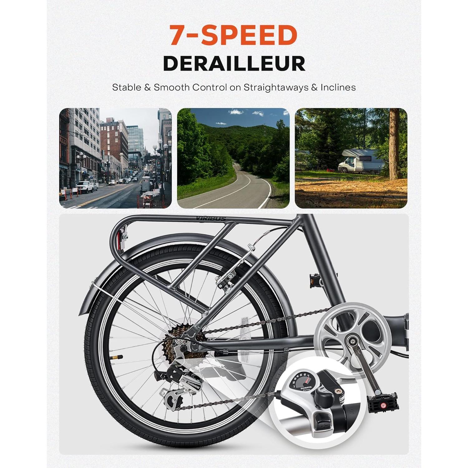 Bicicleta Plegable Viribus 20" 7 Velocidades Aluminio Gris