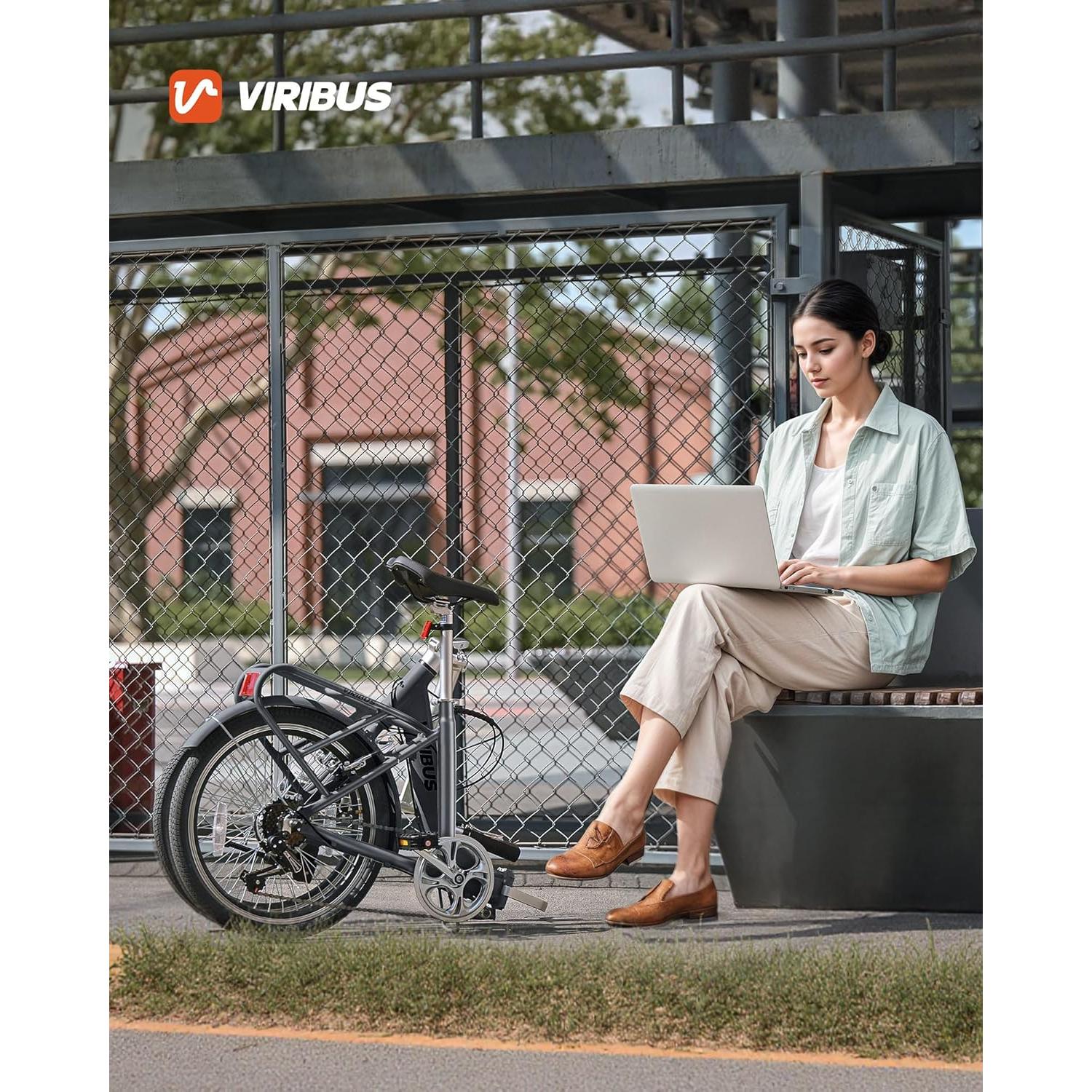 Bicicleta Plegable Viribus 20" 7 Velocidades Aluminio Gris