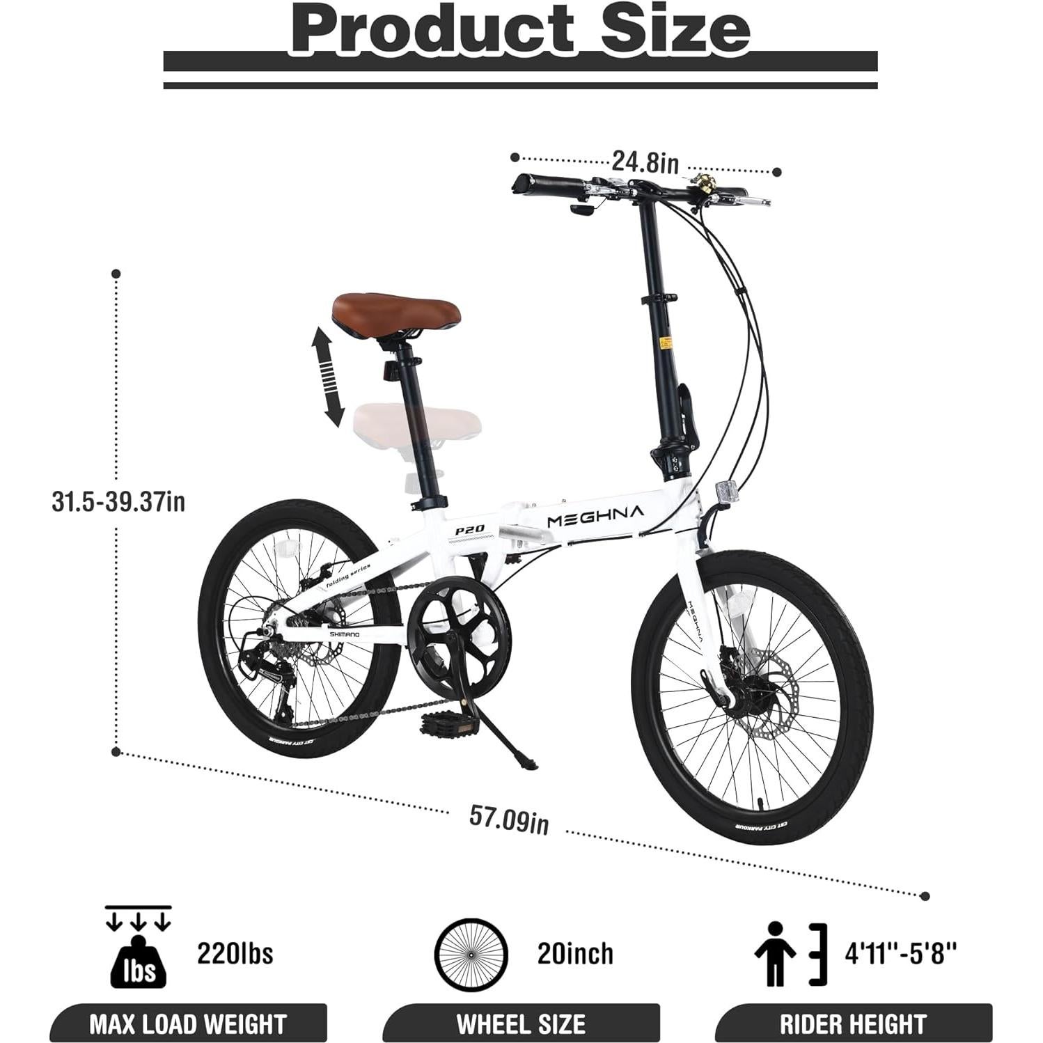 Bicicleta Plegable Urbana YHUBHSIS 20" 7 Velocidades Aluminio
