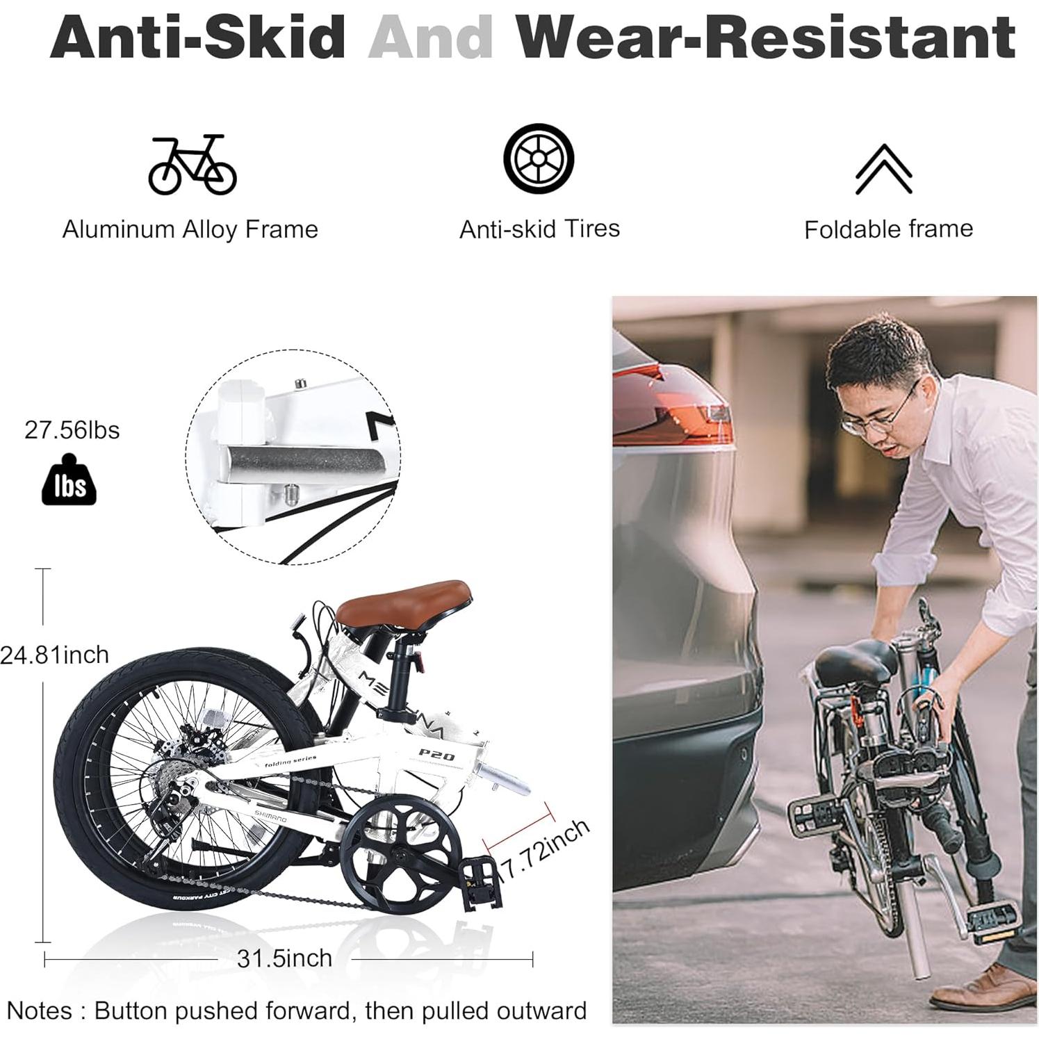 Bicicleta Plegable Urbana YHUBHSIS 20" 7 Velocidades Aluminio