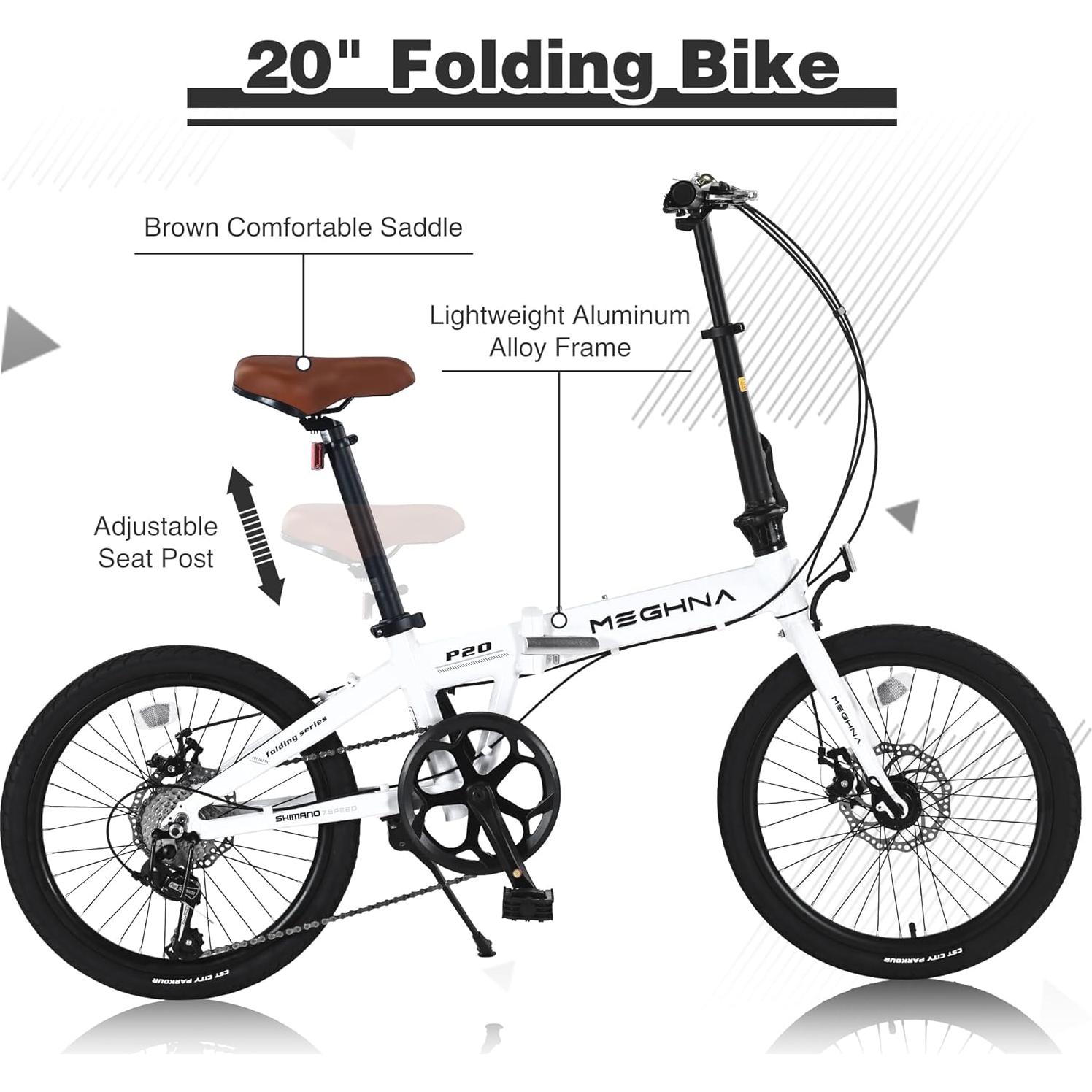 Bicicleta Plegable Urbana YHUBHSIS 20" 7 Velocidades Aluminio