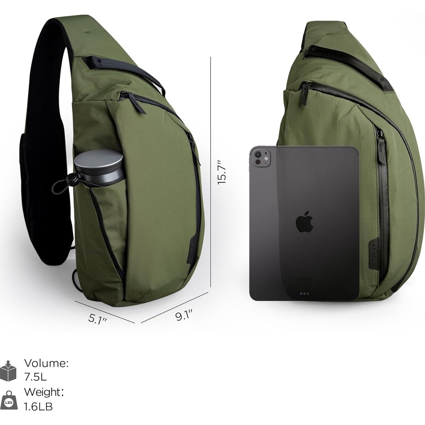 Bolsa Crossbody ALPAKA Metro Hombro Izquierdo 7.5L Verde