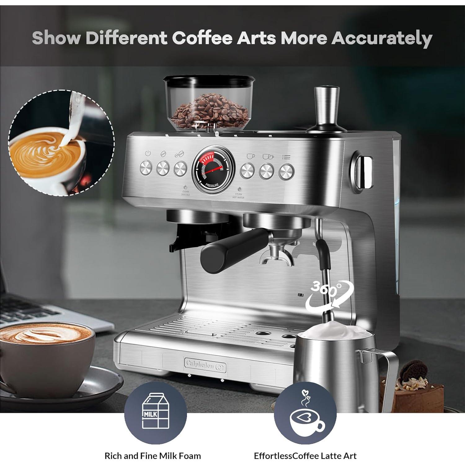 Máquina de Café Espresso GarveeHome 20 Bar con Molinillo 2.8L