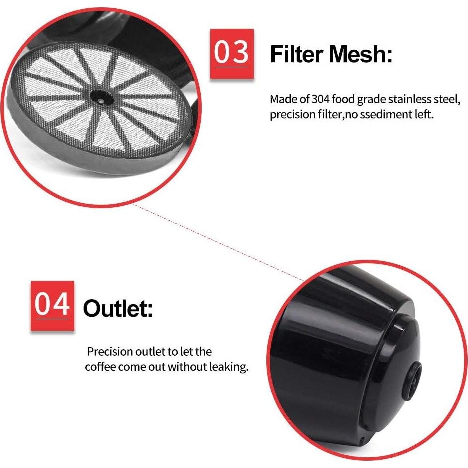 Cápsulas de Café Reutilizables BRBHOM 6 Pcs Negro para D*lce G*sto