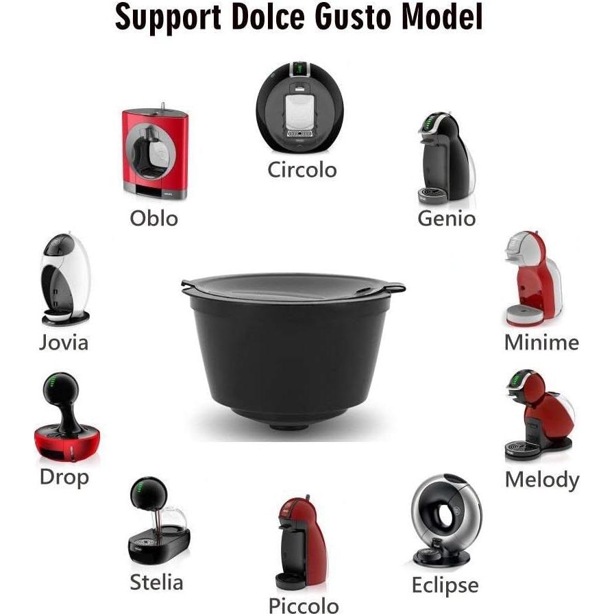 Cápsulas de Café Reutilizables BRBHOM 6 Pcs Negro para D*lce G*sto