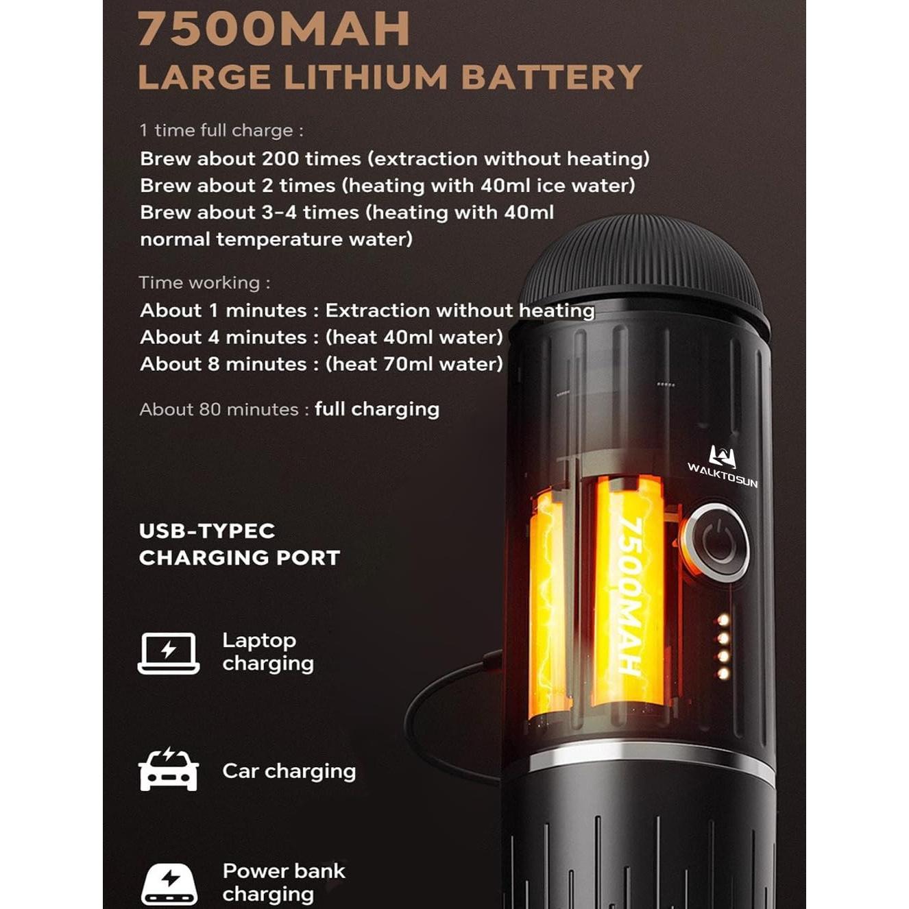 Máquina de Café Espresso Portátil Walktosun FA-G309401 19 Bar