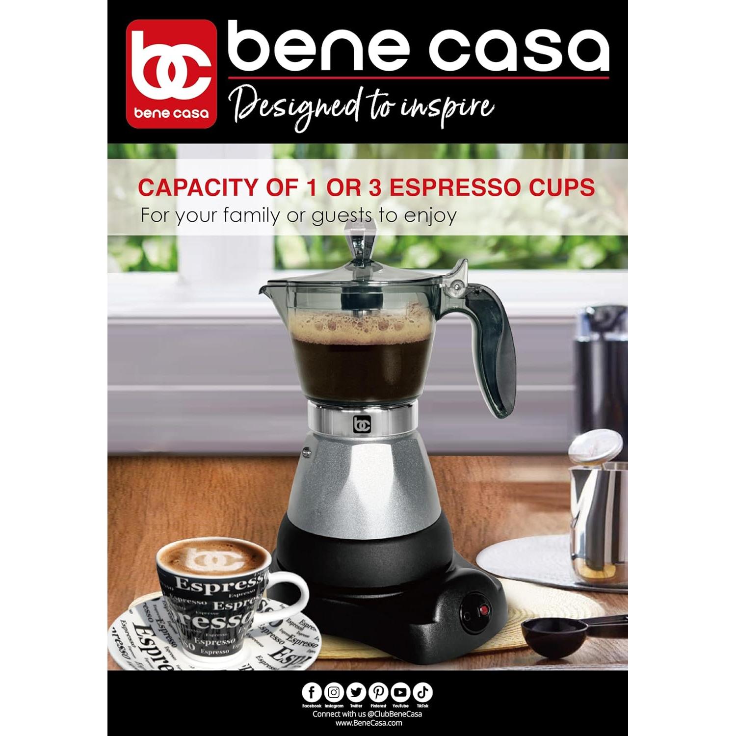 Cafetera Eléctrica Portátil Bene Casa BC-95526 Espresso 1-3 Tazas