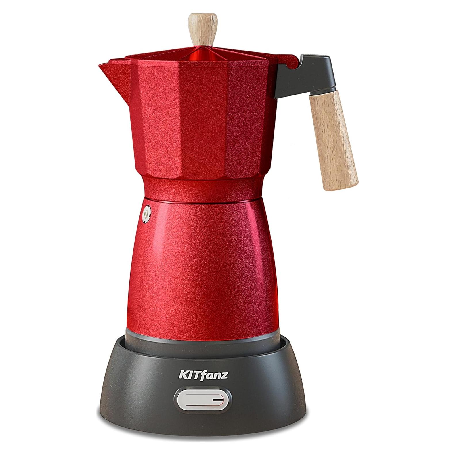 Cafetera Espresso Eléctrica KITfanz Olla Moka 6 Tazas Rojo
