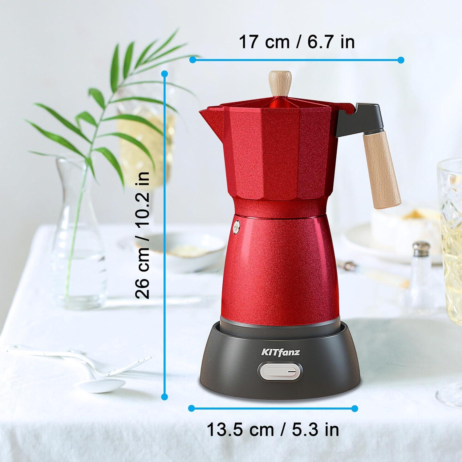 Cafetera Espresso Eléctrica KITfanz Olla Moka 6 Tazas Rojo