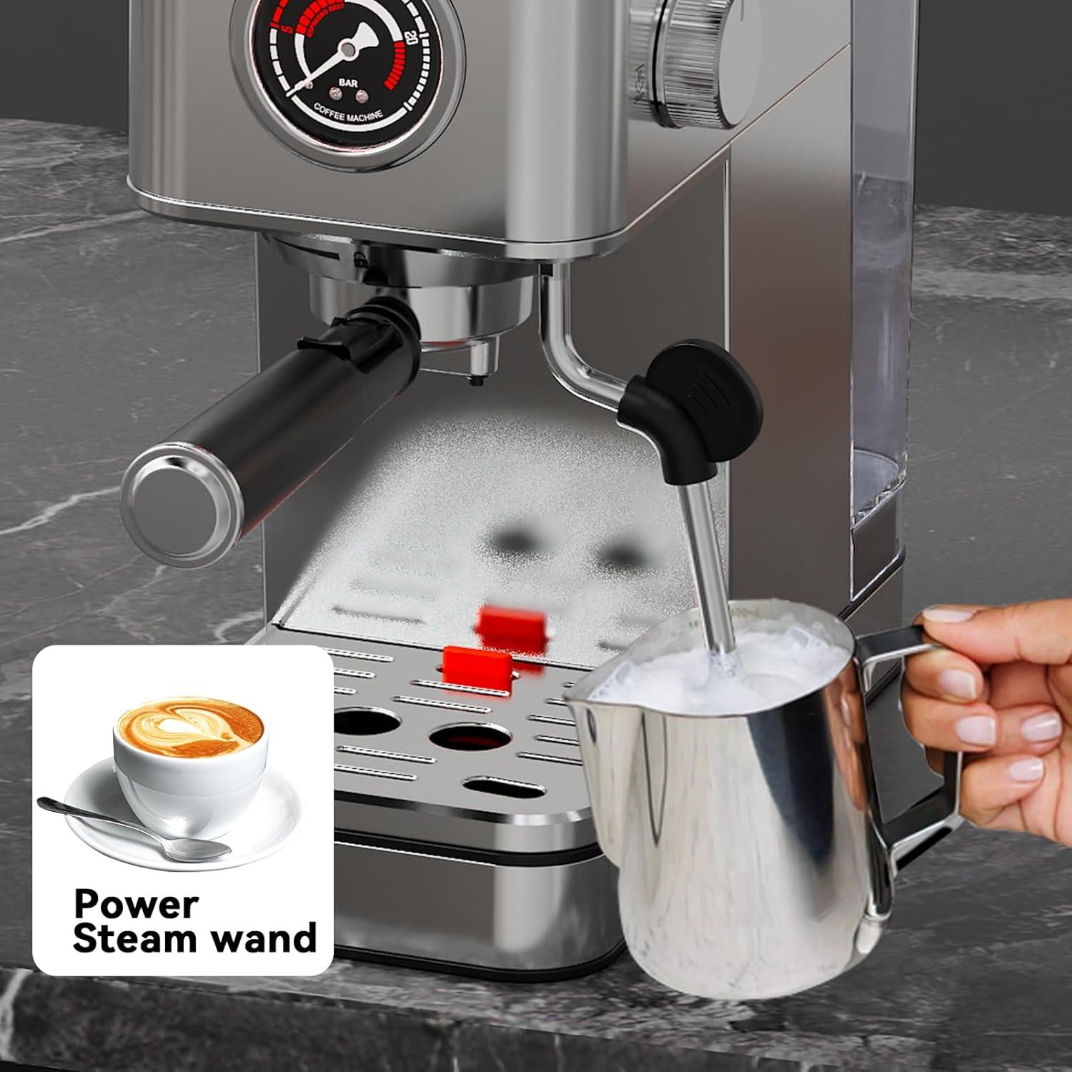 Máquina de Espresso TINTALK TEM623B 20 Bar con Espumador