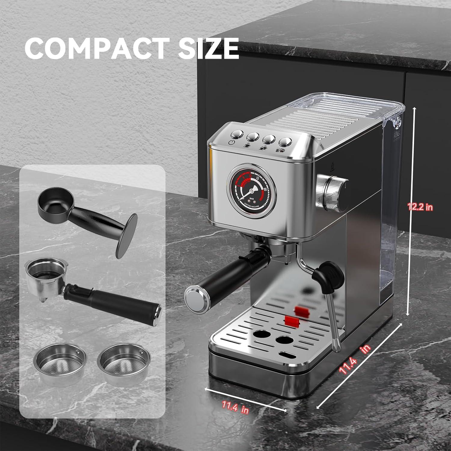 Máquina de Espresso TINTALK TEM623B 20 Bar con Espumador
