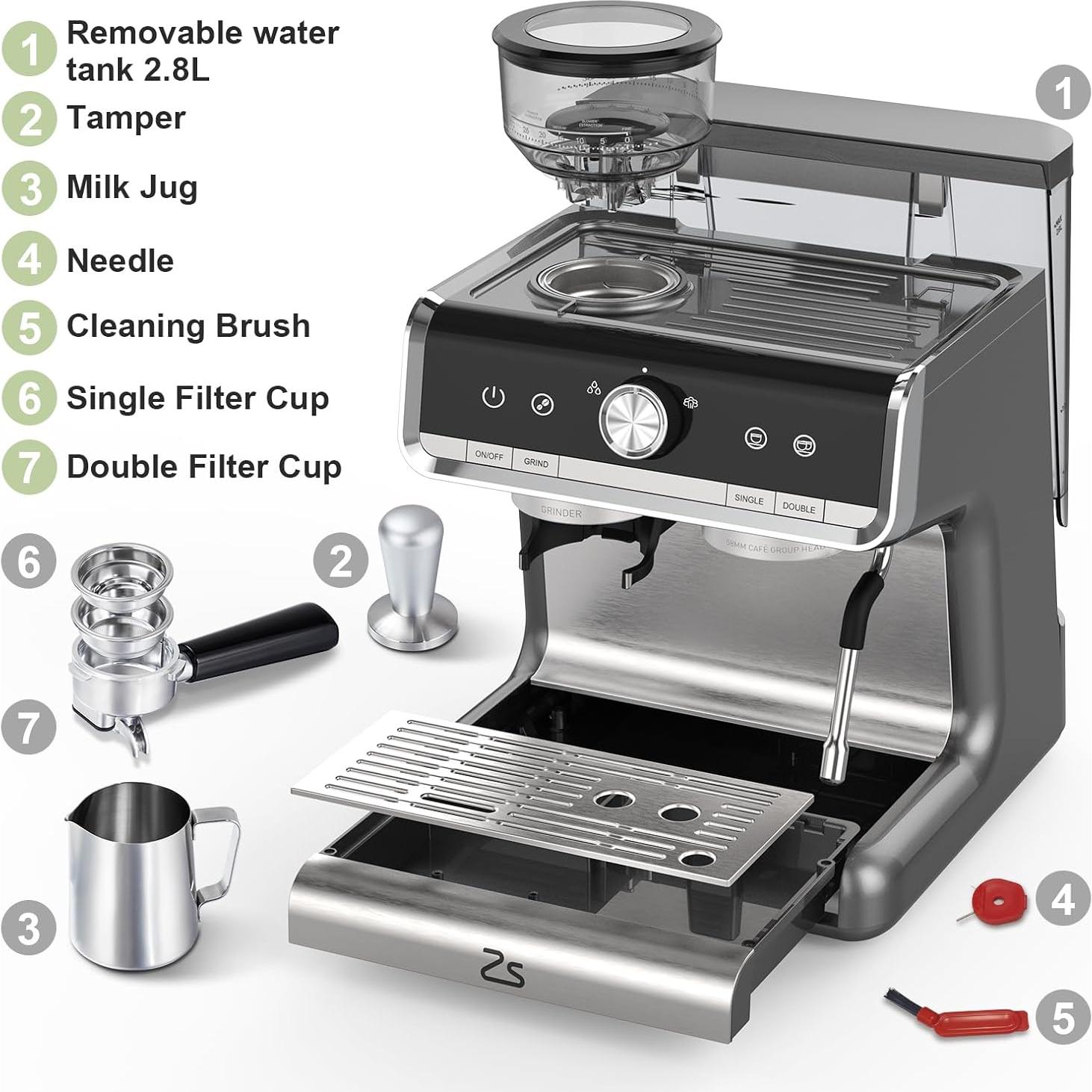 Máquina de Espresso GarveeTech LX-PHO 20 Bar con Molinillo
