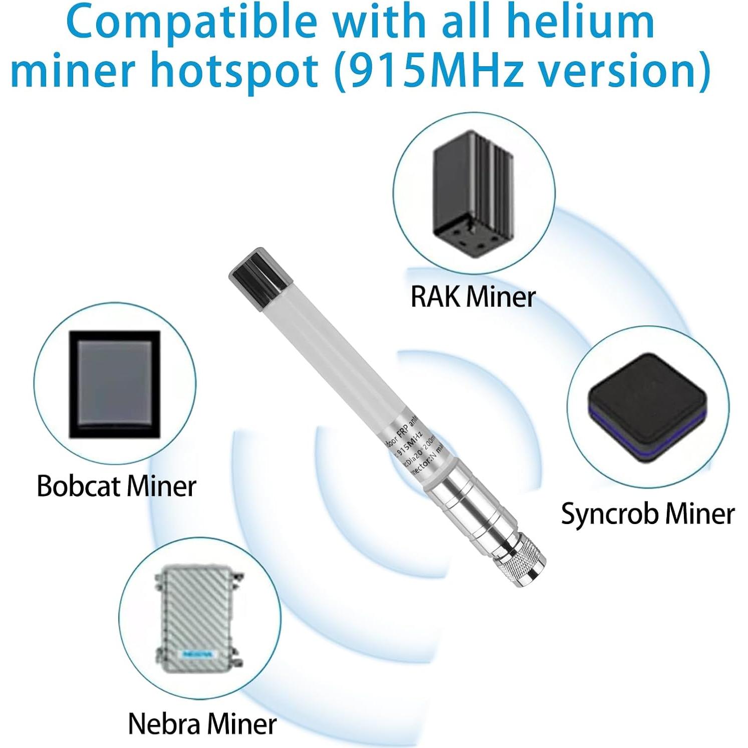 Antena de Fibra de Vidrio 20cm 915MHz 5.8dBi KMR195 para Helium