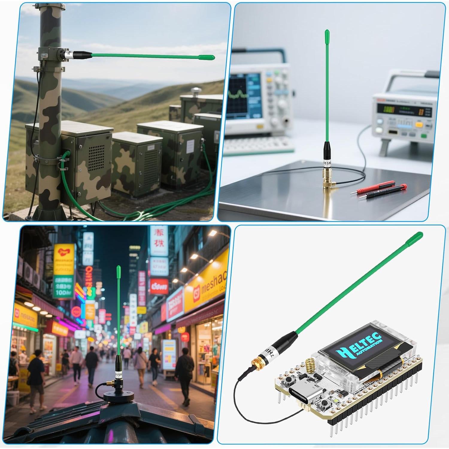 Antena LoRa Meshnology 915MHz 10dBi SMA Macho 17cm Verde