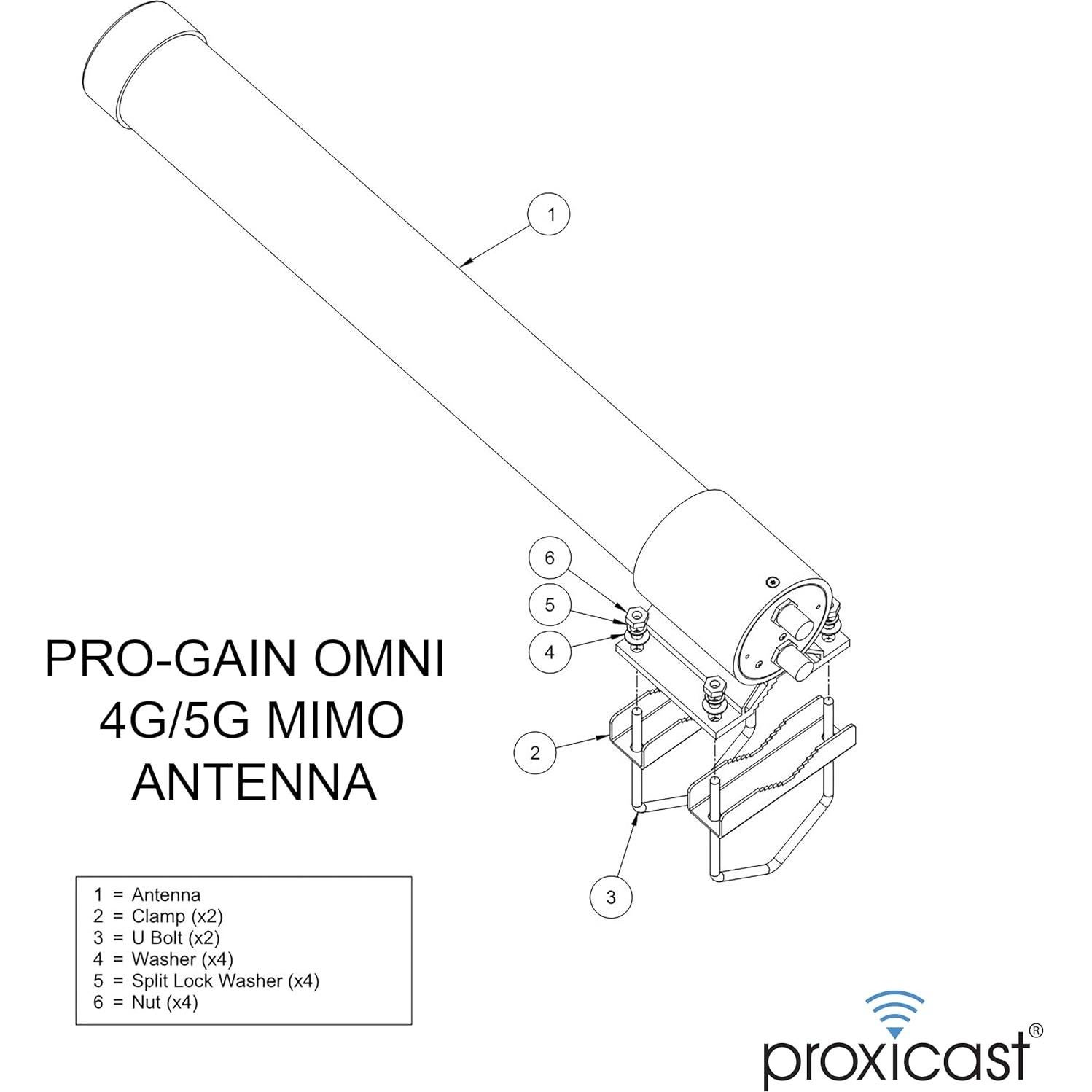 Antena MIMO Proxicast 4G 5G Omni-Direccional 7 dBi Carbono