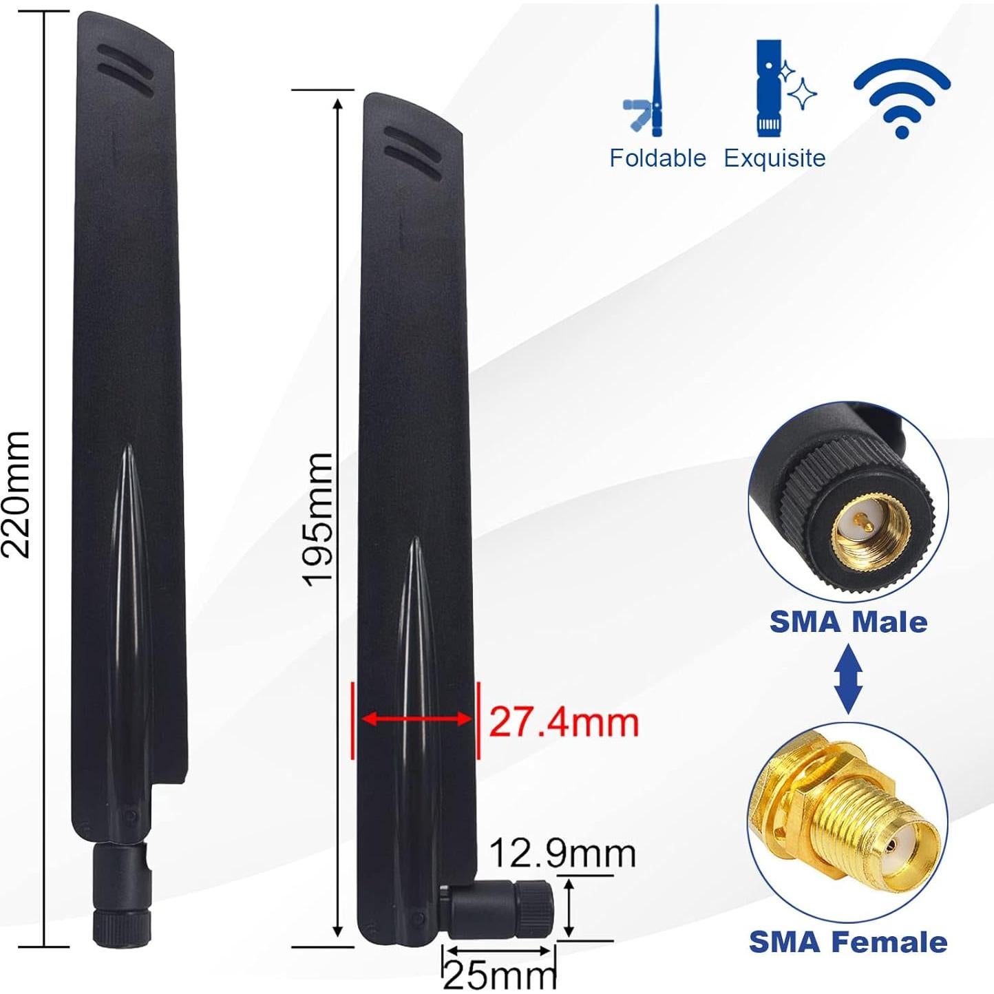 Antena Omnidireccional 12dBi 433MHz SMA Macho - Paquete de 2