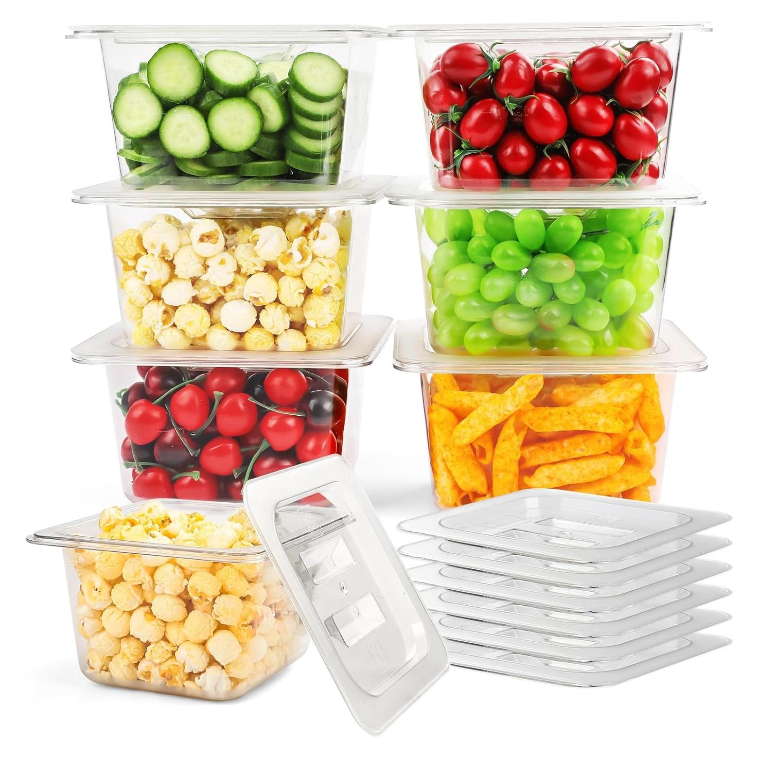 Bandejas de Plástico VOISEN 1/6 10.16 cm con Tapas - 6 Piezas