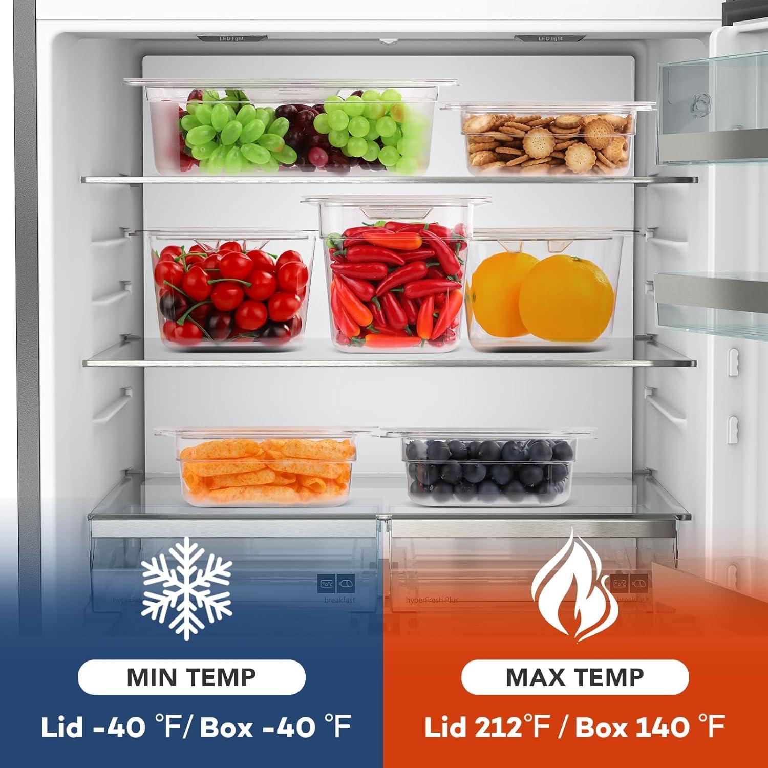 Bandejas de Plástico VOISEN 1/6 10.16 cm con Tapas - 6 Piezas