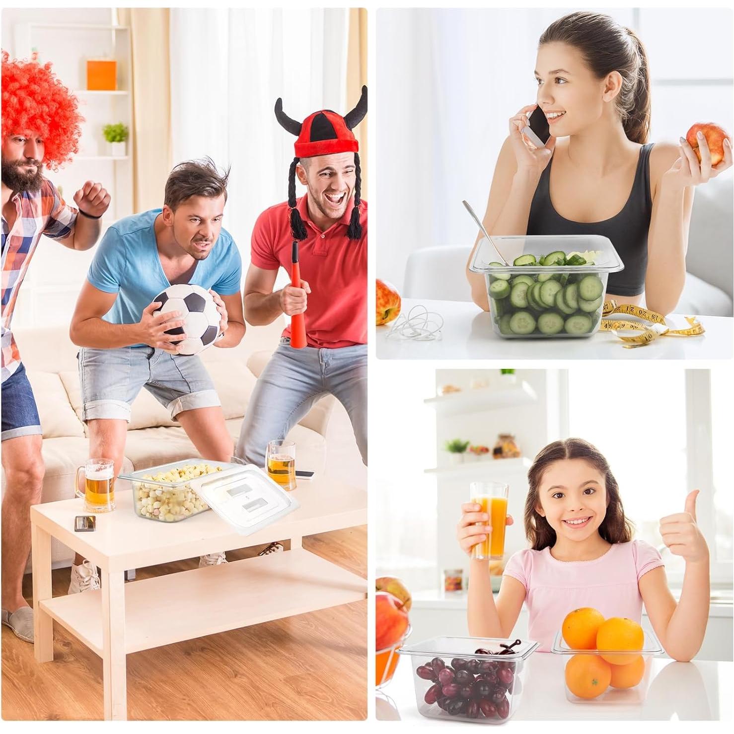 Bandejas de Plástico VOISEN 1/6 10.16 cm con Tapas - 6 Piezas