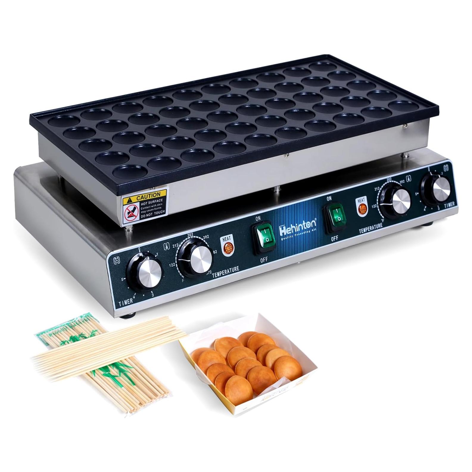 Hehinton Mini Maker de Pancakes 50 Agujeros 1700W Acero Inoxidable