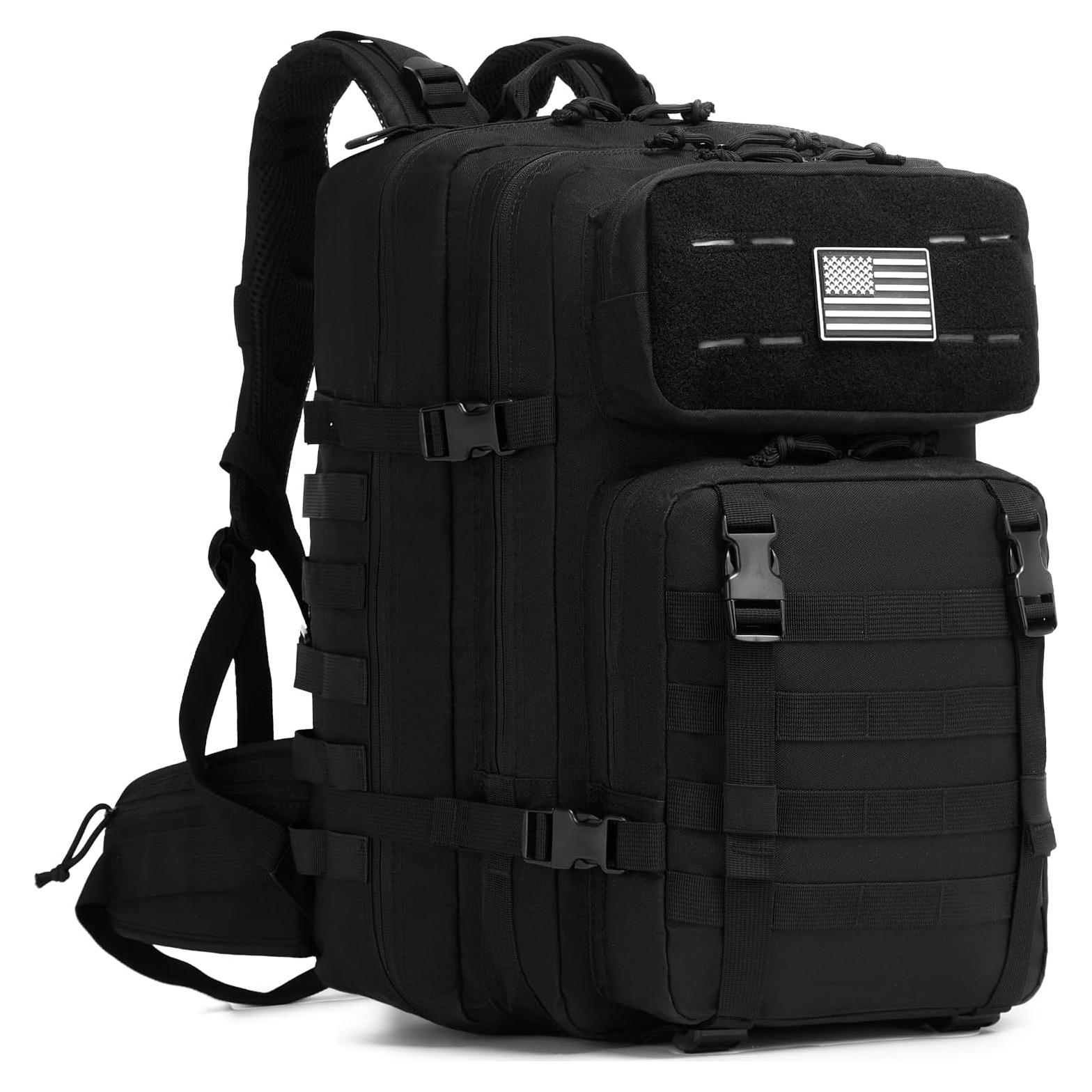 Mochila Táctica 46L Militar Unisex Negra - Resistente y Modular