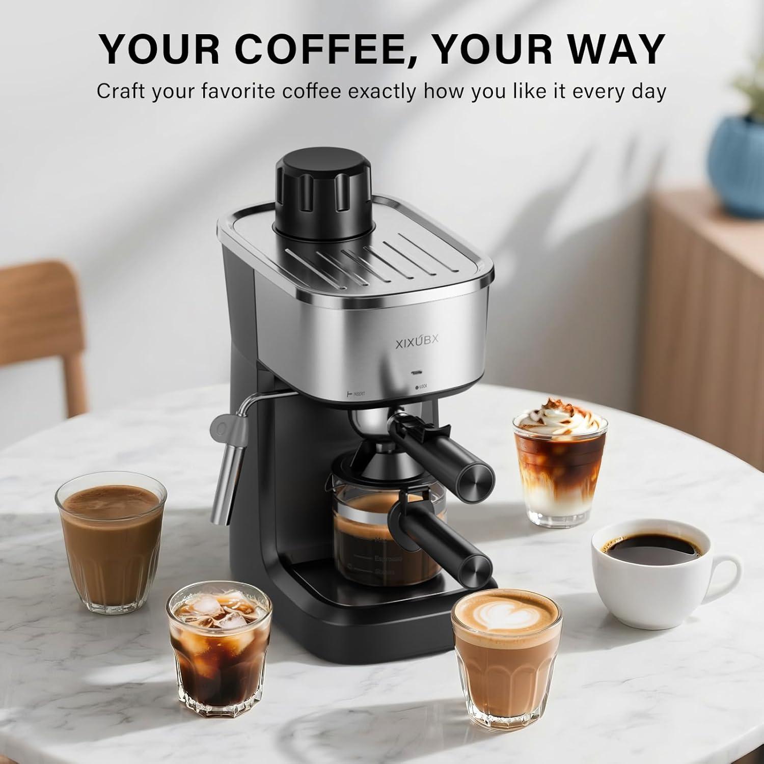 Cafetera Espresso XIXUBX CM520 800W 6 Bar con Espumador