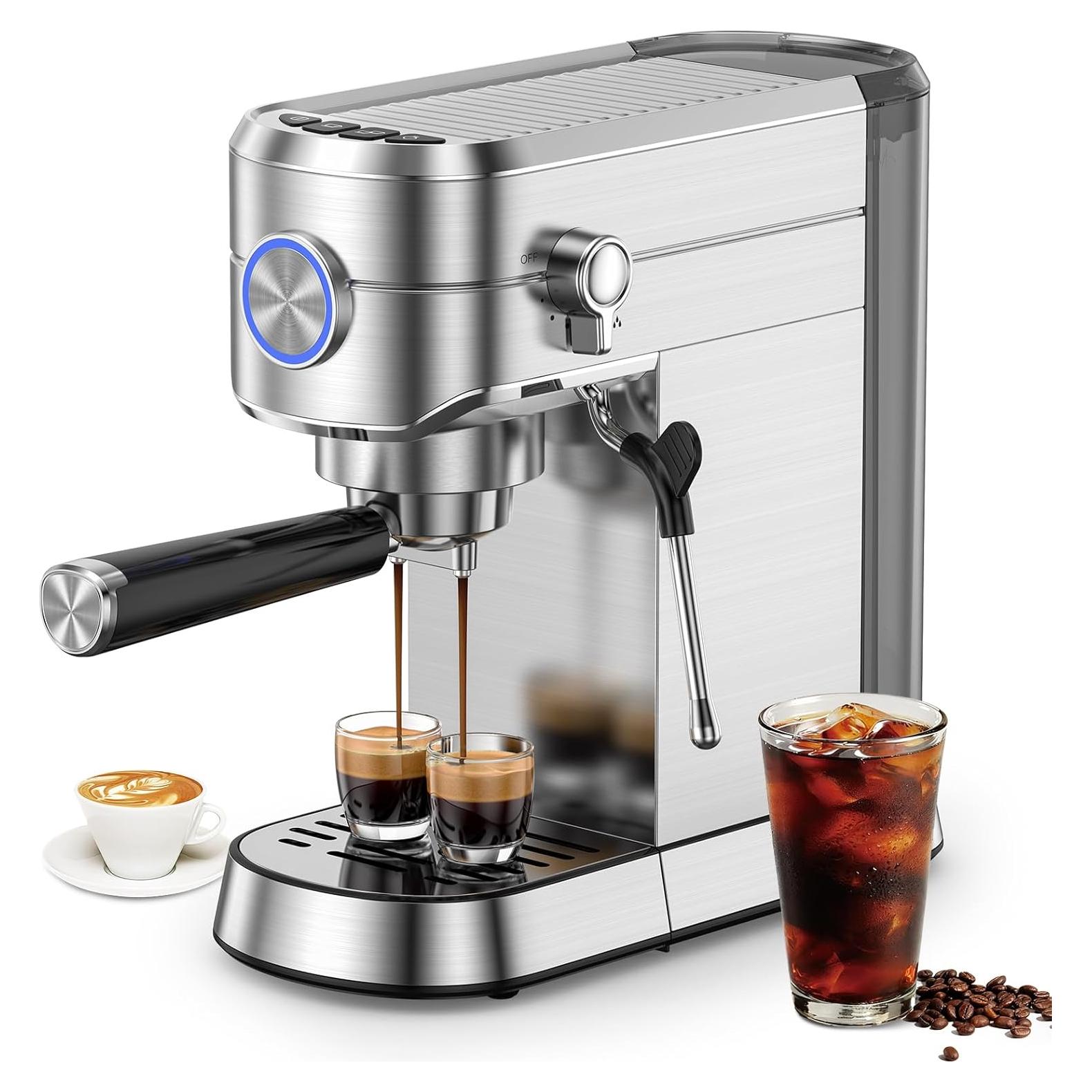 Máquina de Espresso Kndko 20 Bar Acero Inoxidable 1.2L