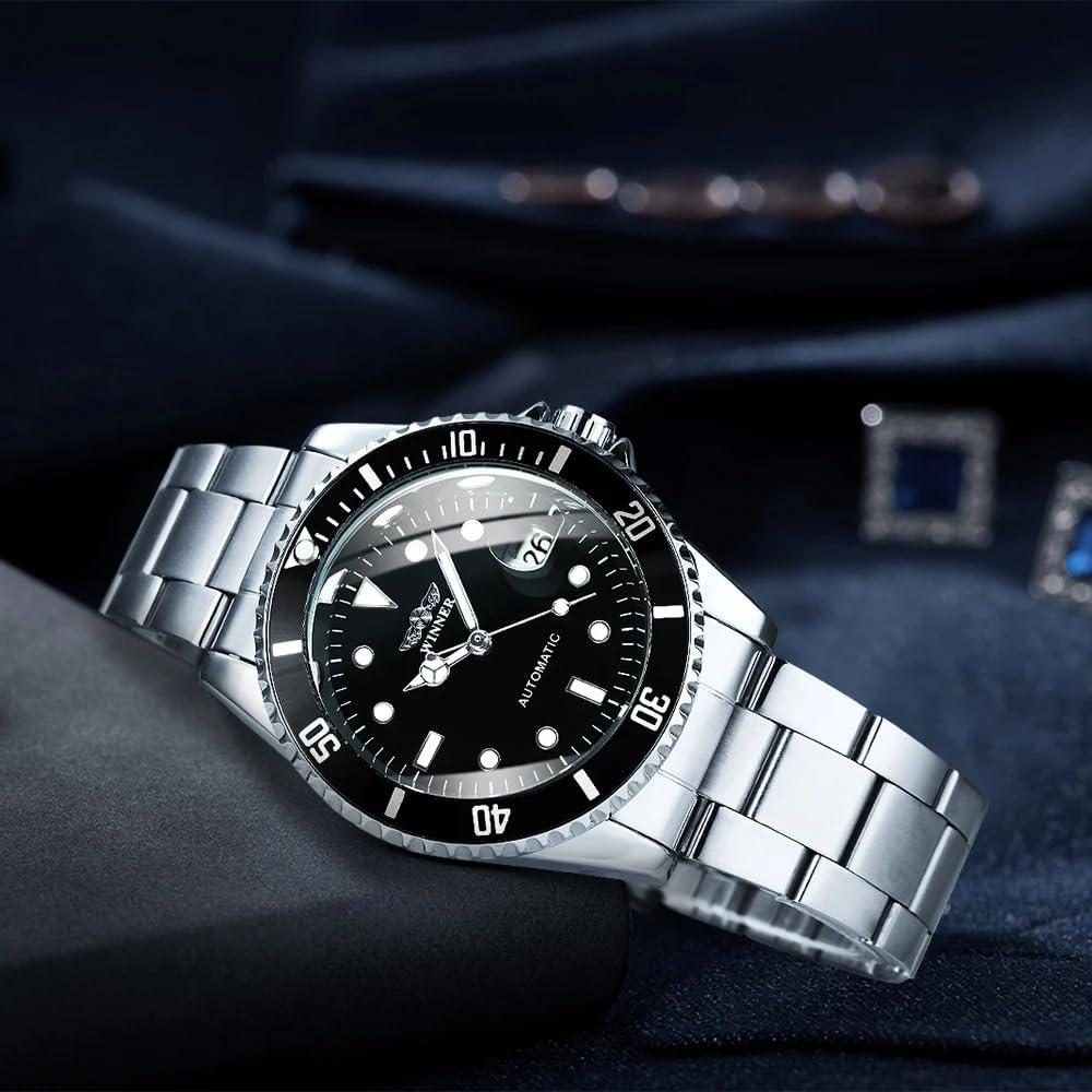 Men Automatic Mechanical Watches Full Steel Waterproof Mens Watches with Calendar