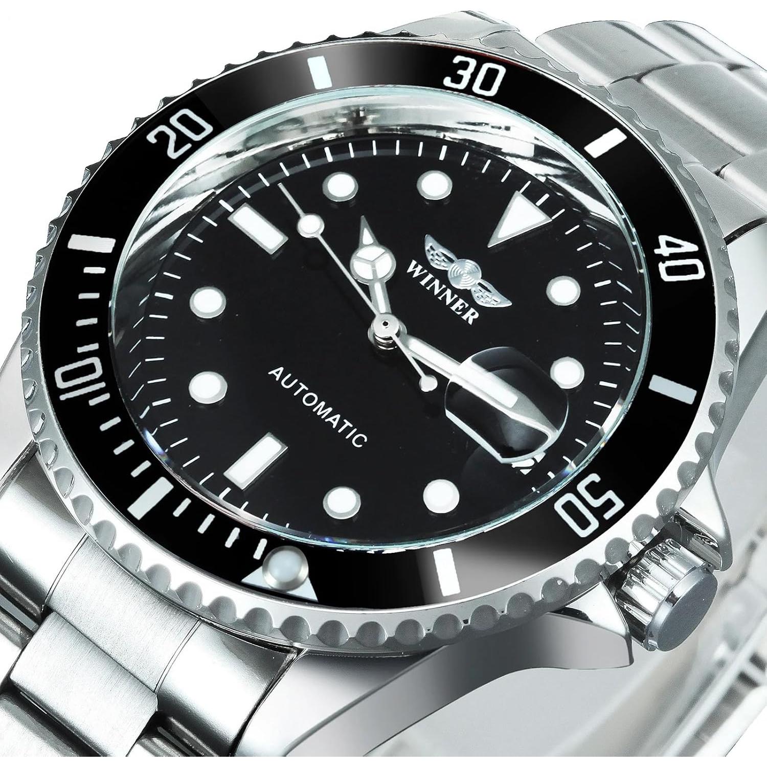 Men Automatic Mechanical Watches Full Steel Waterproof Mens Watches with Calendar