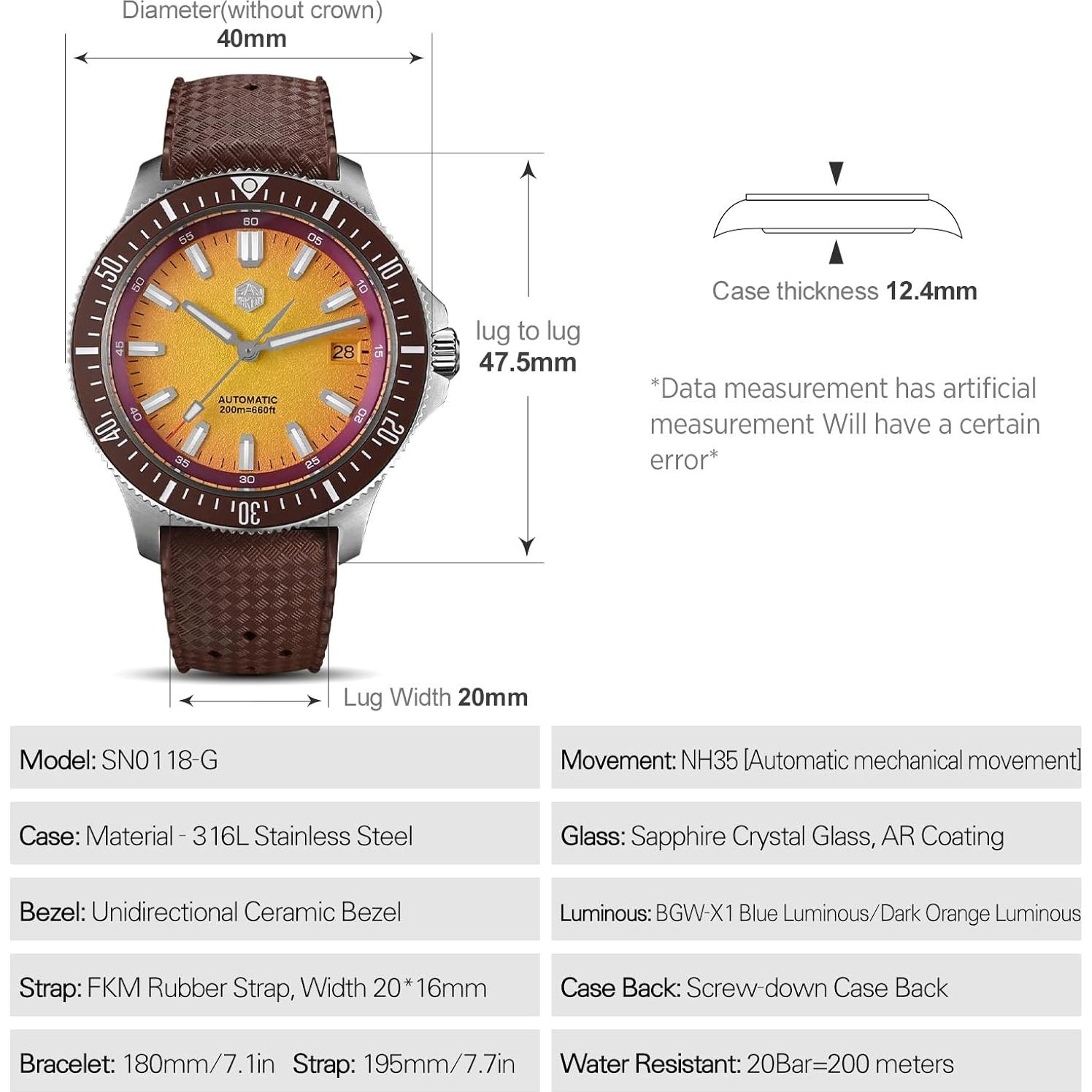 Reloj Automático San Martin SN0118 Hombre 40mm Zafiro 200m