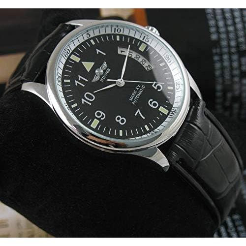 Reloj Automático VIGOROSO de Cuero Negro para Hombre con Fecha