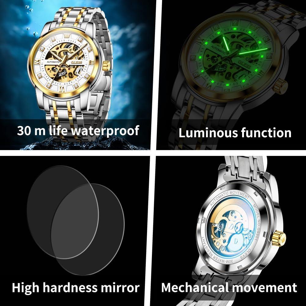 Reloj Automático OLEVS para Hombre Esqueleto Lujo 30m