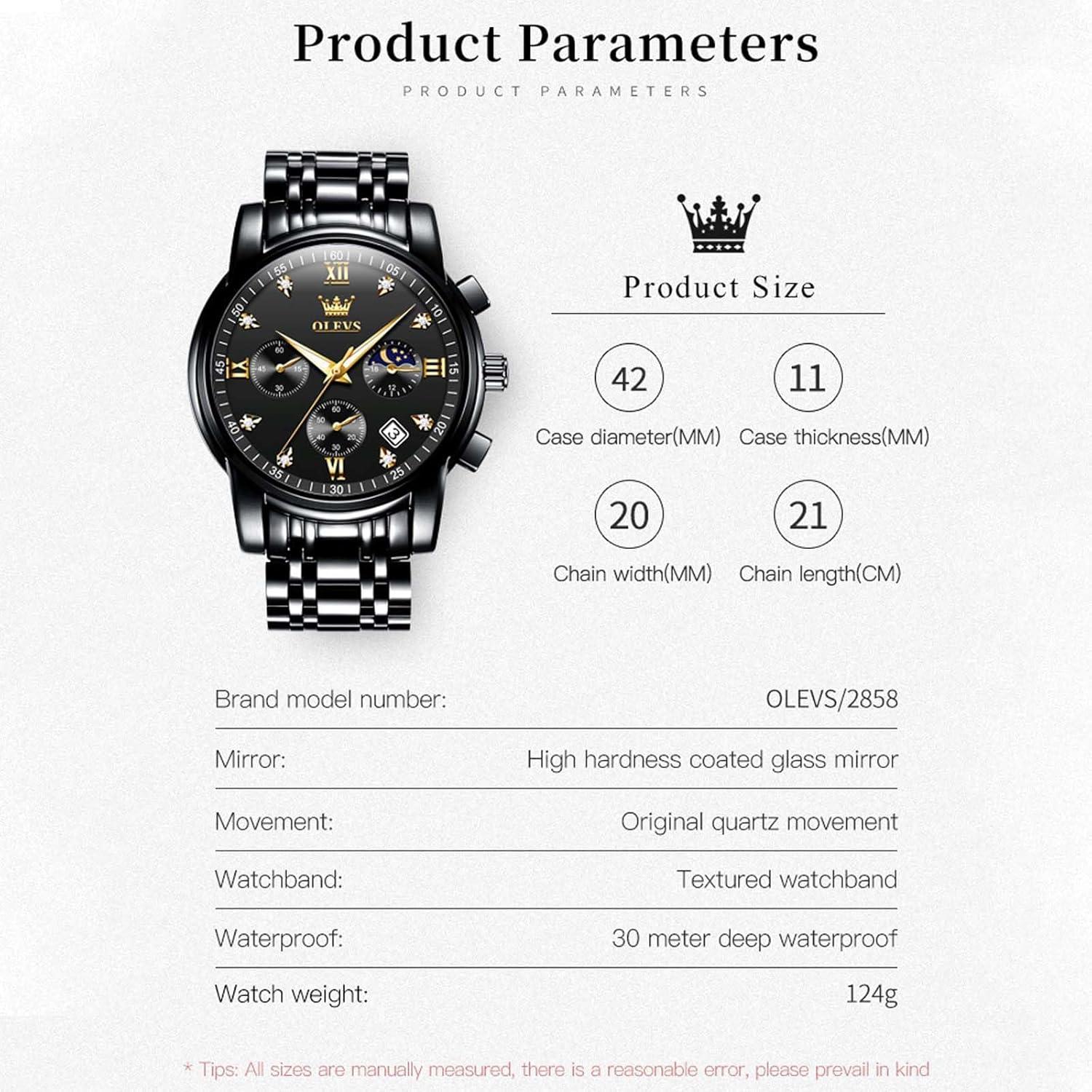 Reloj OLEVS Hombre Analógico Cuarzo Acero Inoxidable 42mm