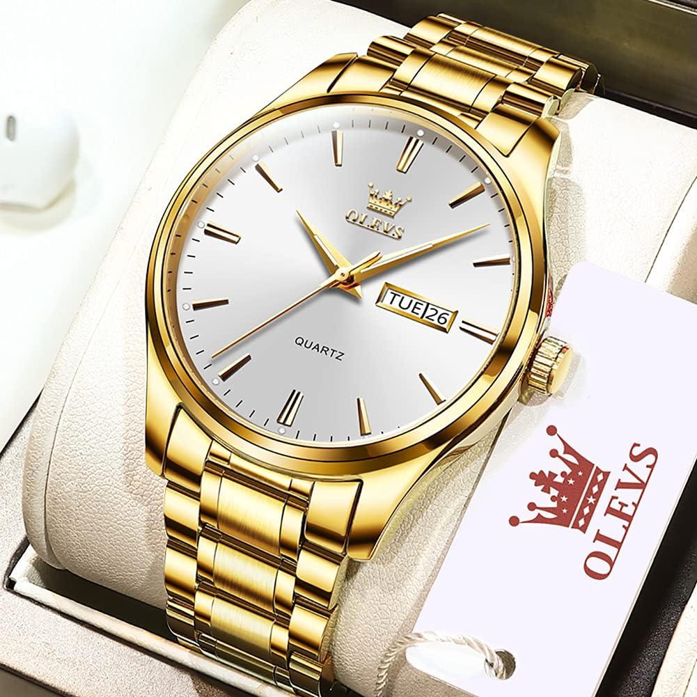 Reloj Clásico de Hombre OLEVS Acero Inoxidable Dorado 39mm